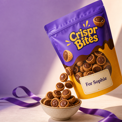 Personalised Crispr Bites 350g gift bag with chocolate filled waffle cone bites